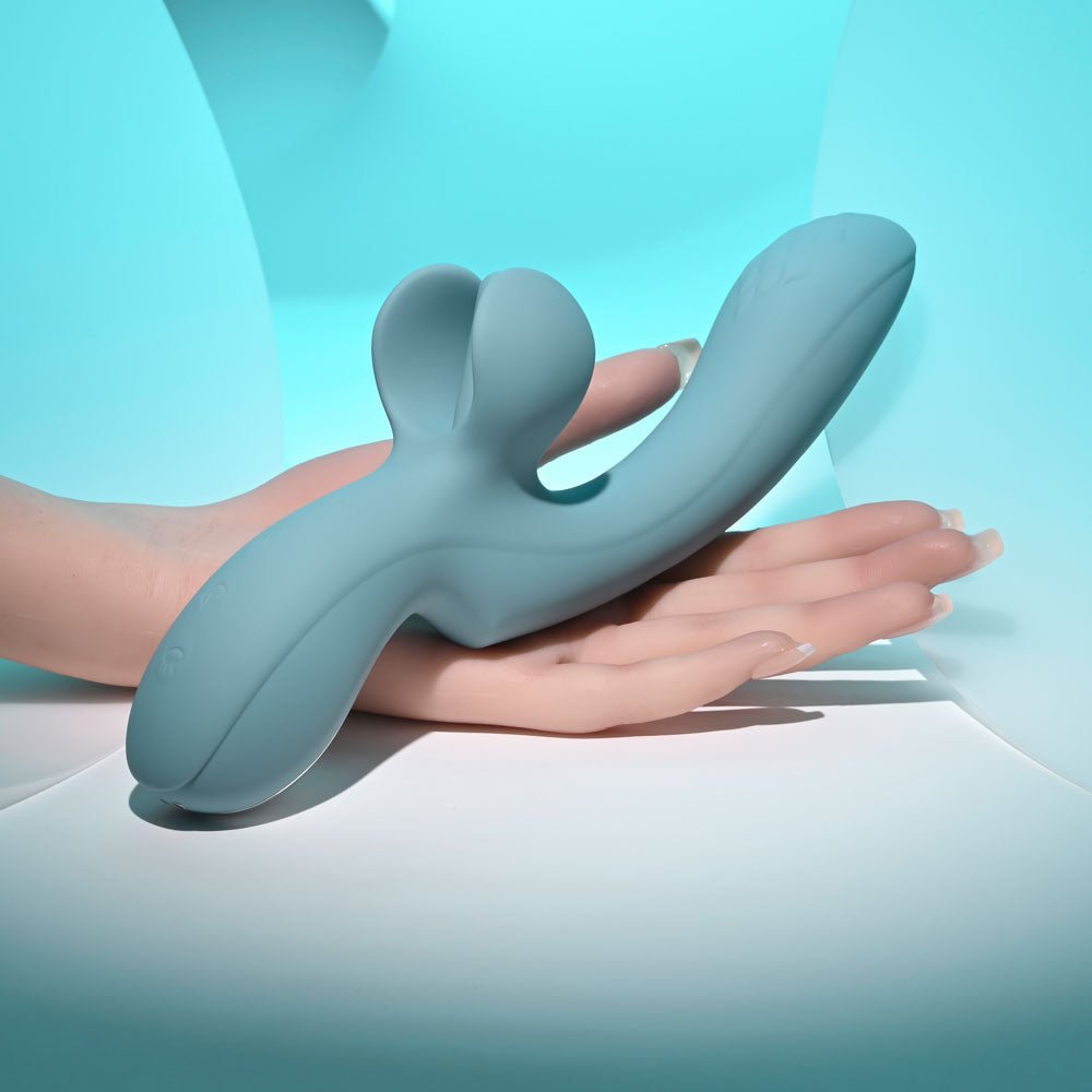 Evolved TAKE YOUR FLICK - Grey 24.1 cm USB Rechargeable Vibrator with Flicking Clitoral Stimulator - Silk and Sin
