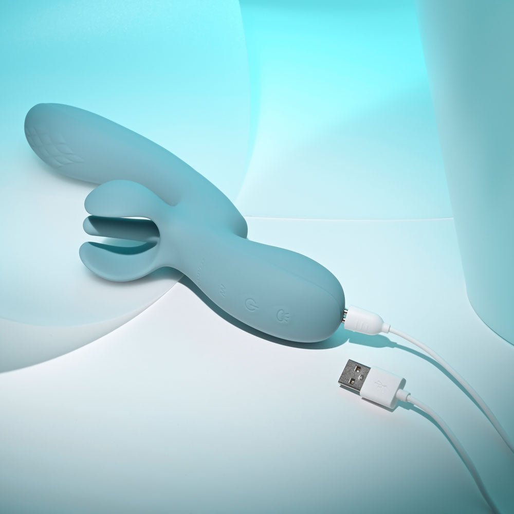 Evolved TAKE YOUR FLICK - Grey 24.1 cm USB Rechargeable Vibrator with Flicking Clitoral Stimulator - Silk and Sin