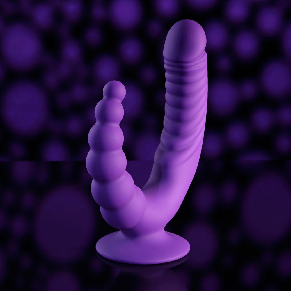 Evolved THE RIDER - Purple USB Rechargeable Double Ended Vibrator with Wireless Remote - Silk and Sin