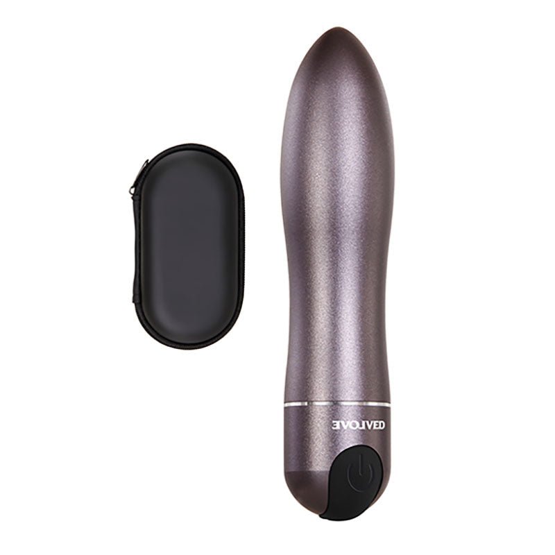 Evolved Travel-Gasm - Gray 9 cm USB Rechargeable Bullet with Travel Case - Silk and Sin