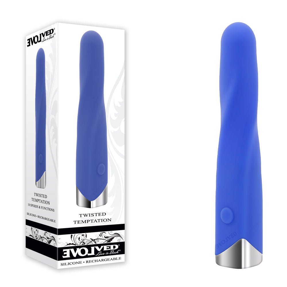 Evolved TWISTED TEMPTATION - Blue 12 cm USB Rechargeable Bullet - Silk and Sin