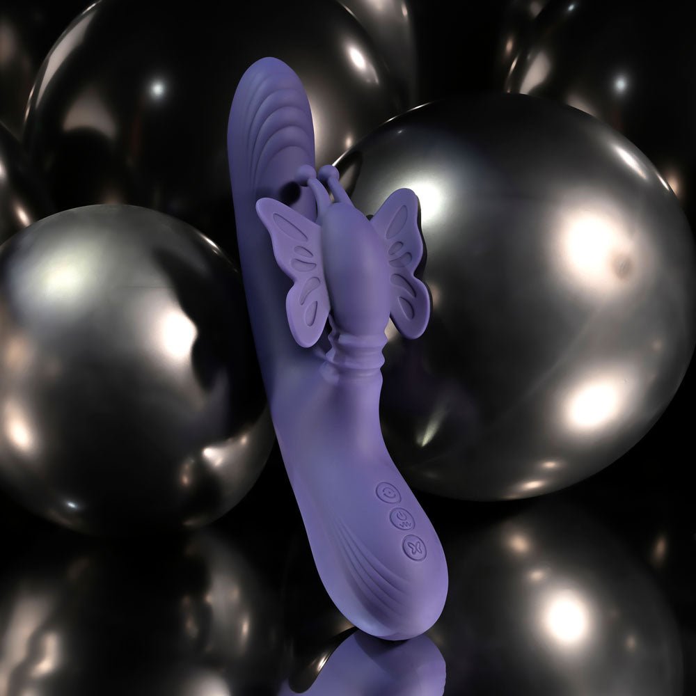 Evolved WINGS OF FRENZY - Purple USB Rechargeable Butterfly Vibrator - Silk and Sin
