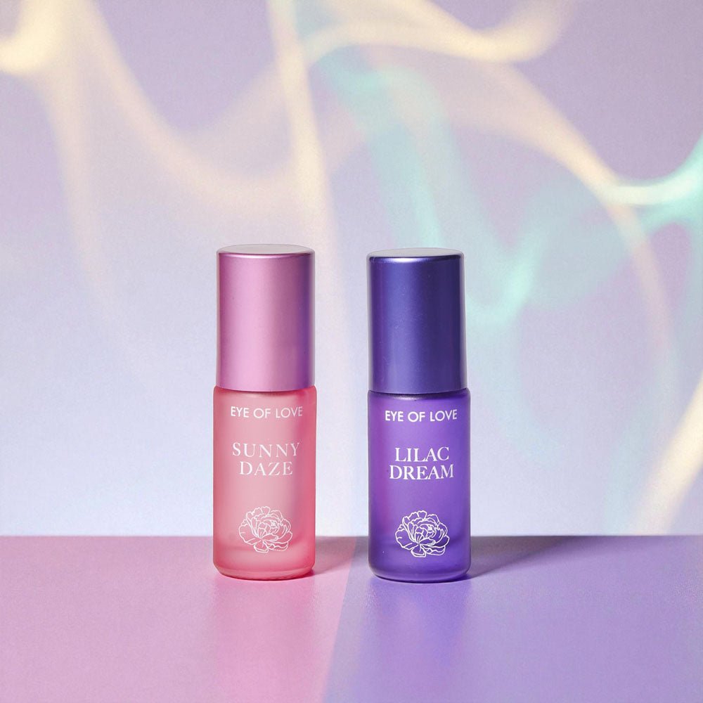 Eye Of Love Love In Bloom Pheromone Perfume Roll-On Set - Day to Night (Sunny Daze & Lilac Dream) Pheromone Perfume Oils for Women to attract Men - 10 ml Roll On Bottles - Silk and Sin