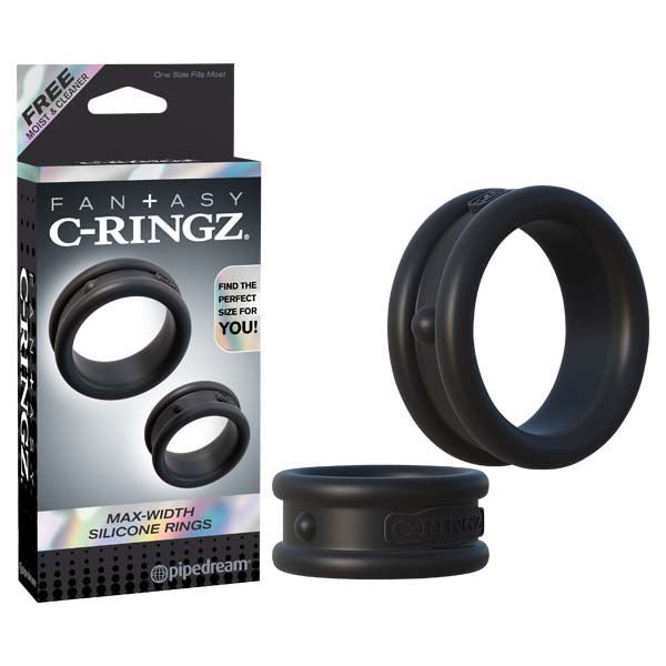 Fantasy C - Ringz Max Width Silicone Rings - Black Cock Rings - Set of 2 - silkandsin