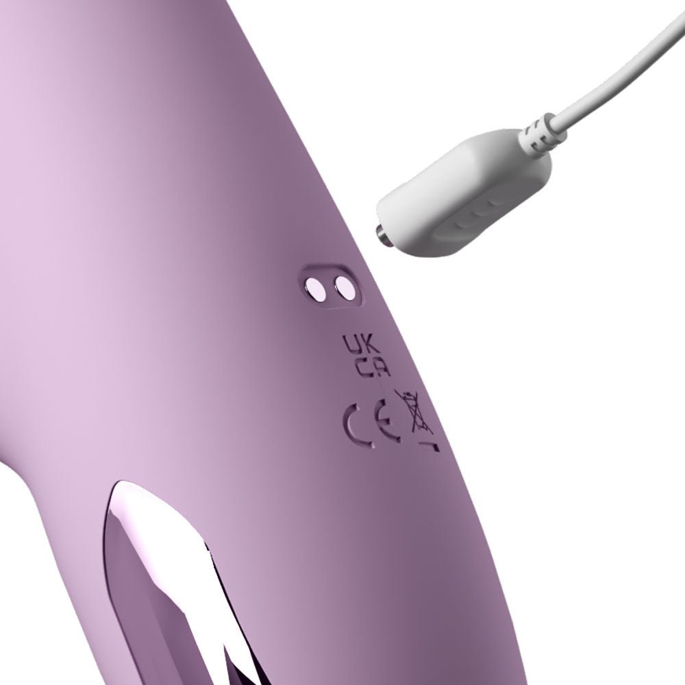 Fantasy For Her G-Touch Pulse Pro - Purple - Purple 23.4 cm USB Rechargeable Rabbit Vibrator with Flicking Shaft and Tip - Silk and Sin