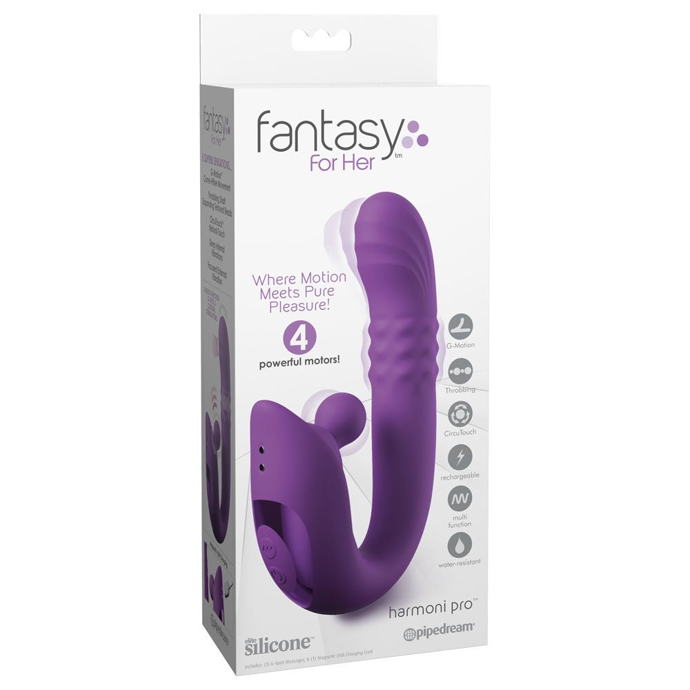 Fantasy For Her Harmoni Pro - Purple - Purple 17.8 cm USB Rechargeable Throbbing Vibrator - Silk and Sin