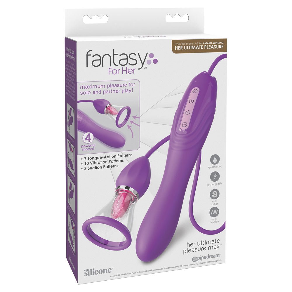 Fantasy For Her Her Ultimate Pleasure Max - Purple USB Rechargeable Vibrator with Flicking Stimulator - silkandsin