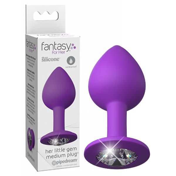 Fantasy For Her Little Gem Medium Plug - Purple 8.1 cm Butt Plug With Jewel Base - silkandsin