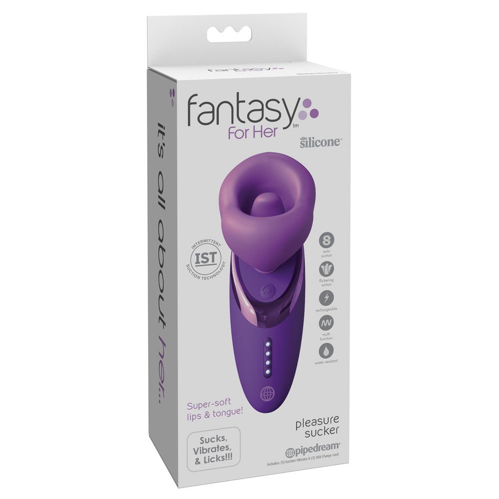Fantasy For Her Pleasure Sucker - Purple USB Rechargeable Sucking, Licking & Vibrating Stimulator - silkandsin