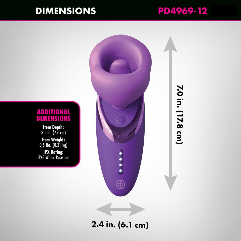 Fantasy For Her Pleasure Sucker - Purple USB Rechargeable Sucking, Licking & Vibrating Stimulator - silkandsin
