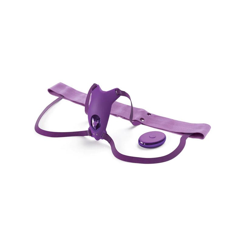 Fantasy For Her Ultimate Butterfly Strap - On - Purple USB Rechargeable Strap - On Stimulator - silkandsin