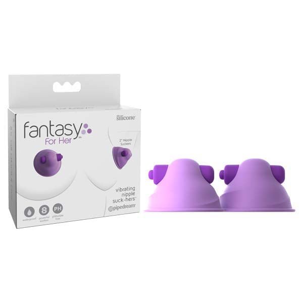 Fantasy For Her Vibrating Nipple Suck - Hers - Purple 5 cm Vibrating Nipple Suckers - Set of 2 - silkandsin