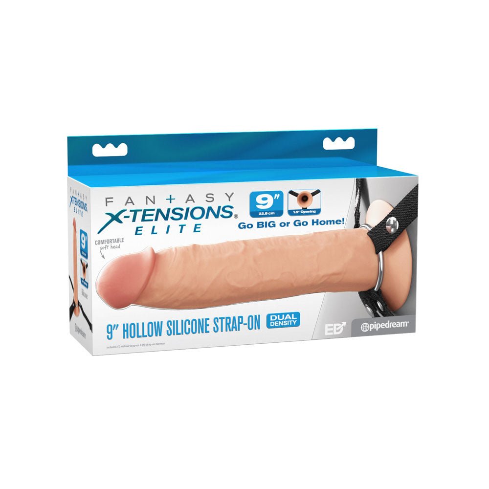 Fantasy X - Tensions Elite 9'' Silicone Hollow Strap - On - Flesh - Flesh 22.9 cm Hollow Strap - On - silkandsin