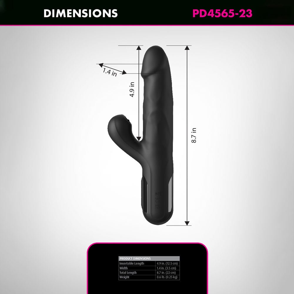 FFS Sonix Silicone Thruster - Black 22 cm USB Rechargeable Thrusting Vibrator with Flicking Clit Stim - silkandsin
