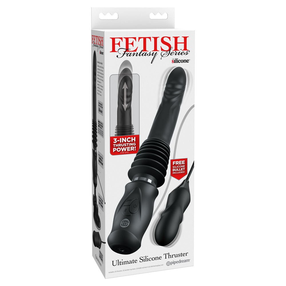 FFS Ultimate Silicone Thruster - Black - Black USB Rechargeable Thrusting Vibrator - silkandsin