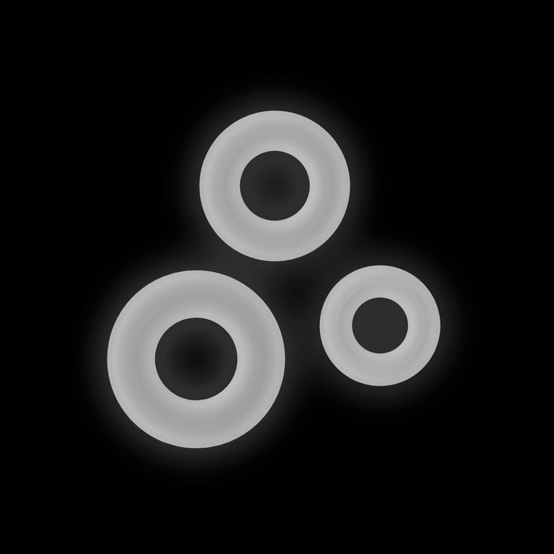 Firefly - 3pc Bubble Rings - White - Glow in Dark Cock Rings - Set of 3 Sizes - Silk and Sin
