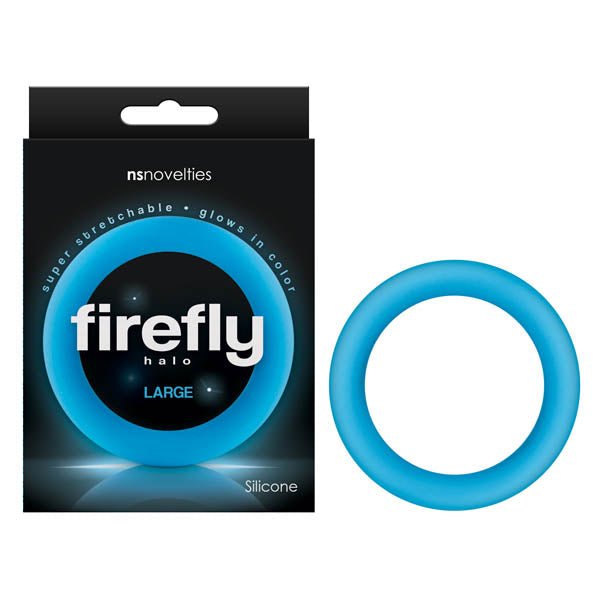 Firefly Halo - Glow In Dark Blue Large 60 mm Cock Ring - Silk and Sin