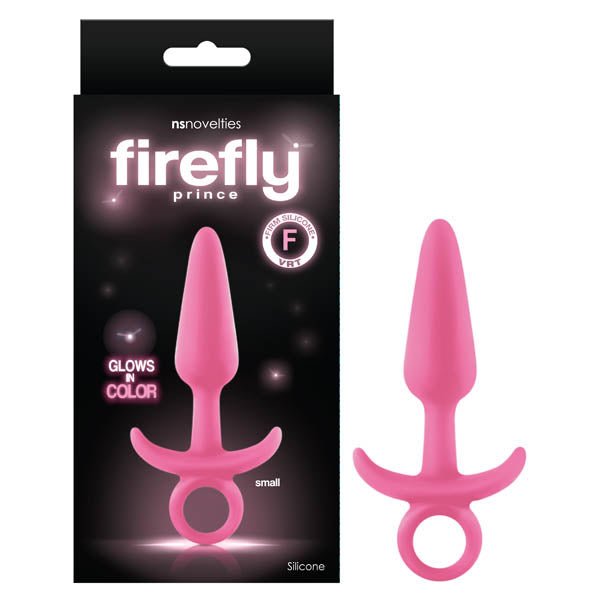 Firefly Prince - Glow-in-Dark Pink 10.9 cm Small Butt Plug with Ring Bull - Silk and Sin