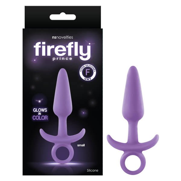 Firefly Prince - Glow-in-Dark Purple 10.9 cm Small Butt Plug with Ring Bull - Silk and Sin