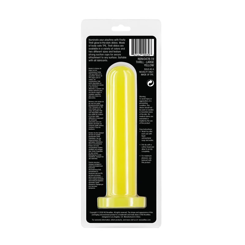 Firefly - Thrill - Yellow - Large - Glow in Dark Yellow 19.3 cm Large Dildo - Silk and Sin