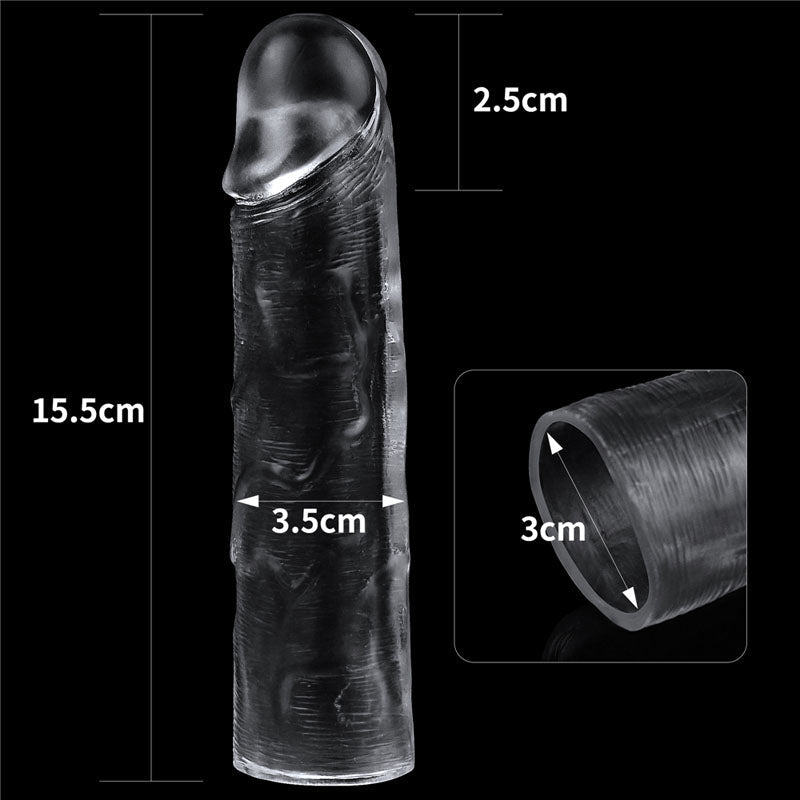 Flawless Clear Penis Sleeve 1'' - Clear 2.5 cm Penis Extender Sleeve - Silk and Sin