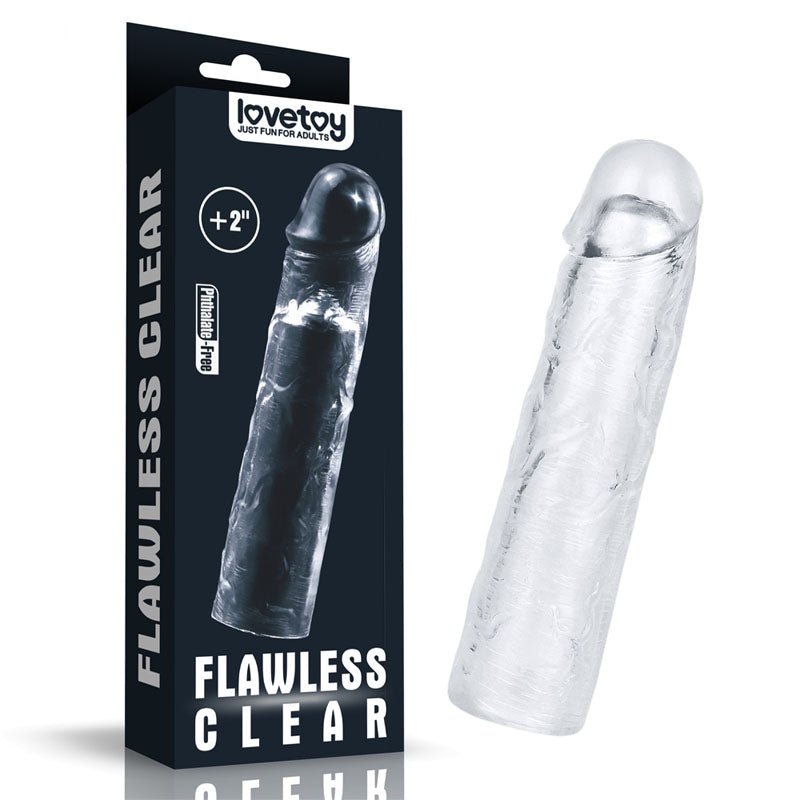 Flawless Clear Penis Sleeve 2'' - Clear 5 cm Penis Extender Sleeve - Silk and Sin
