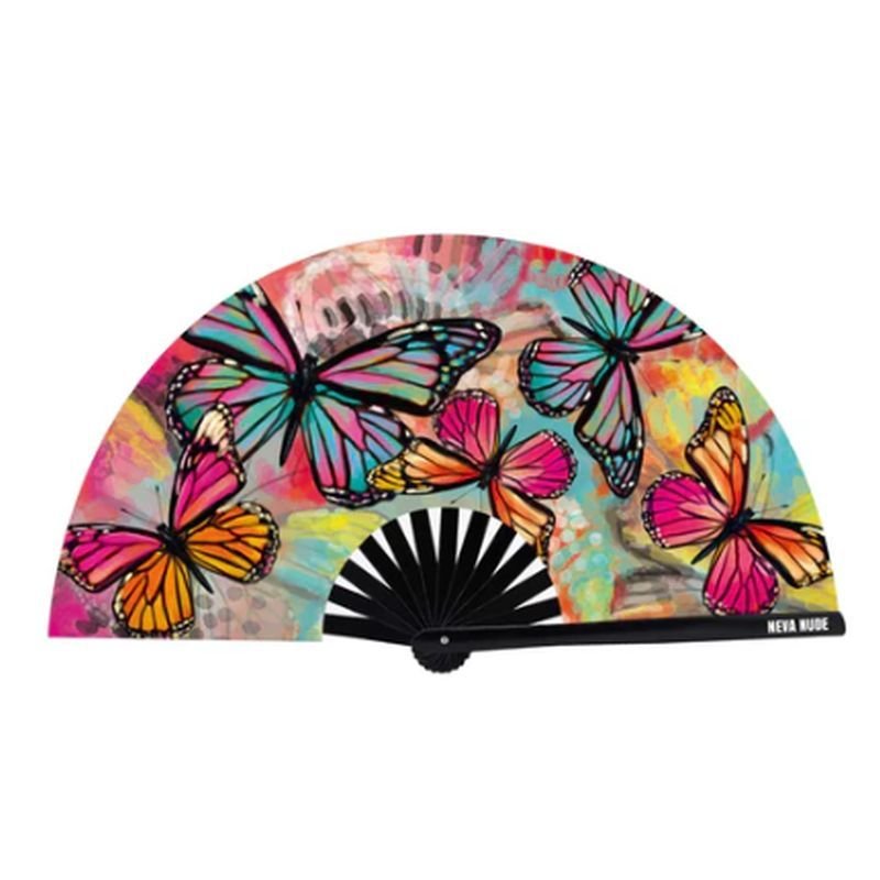 Flutter By Butterfly Blacklight Folding Fan - Silk and Sin