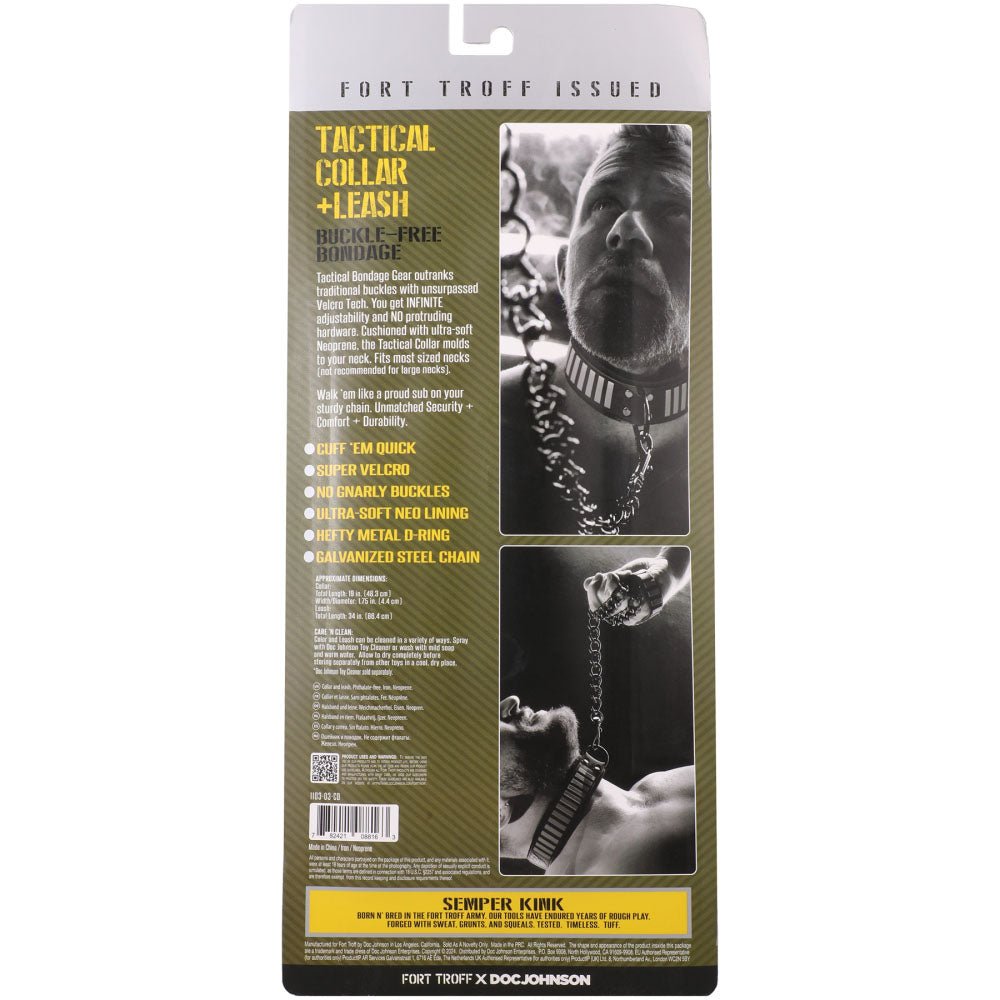 Fort Troff - Tactical Collar & Leash - Black/Green Restraint - Silk and Sin