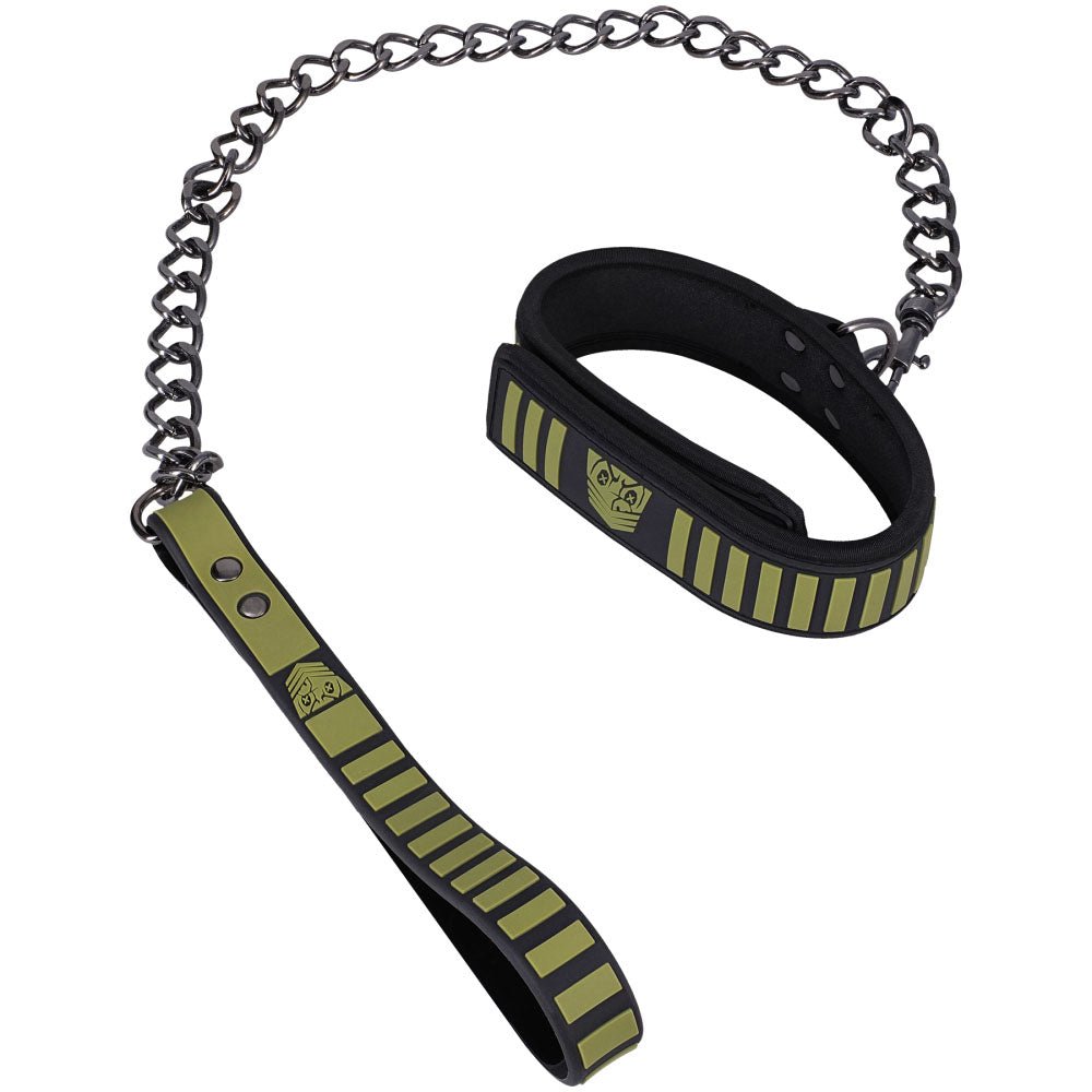 Fort Troff - Tactical Collar & Leash - Black/Green Restraint - Silk and Sin