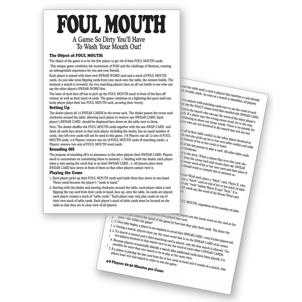 Foul Mouth - Novelty Card Game - Silk and Sin