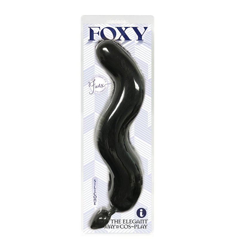 Foxy Fox Tail Silicone Butt Plug - Black - 46 cm Tail - Silk and Sin