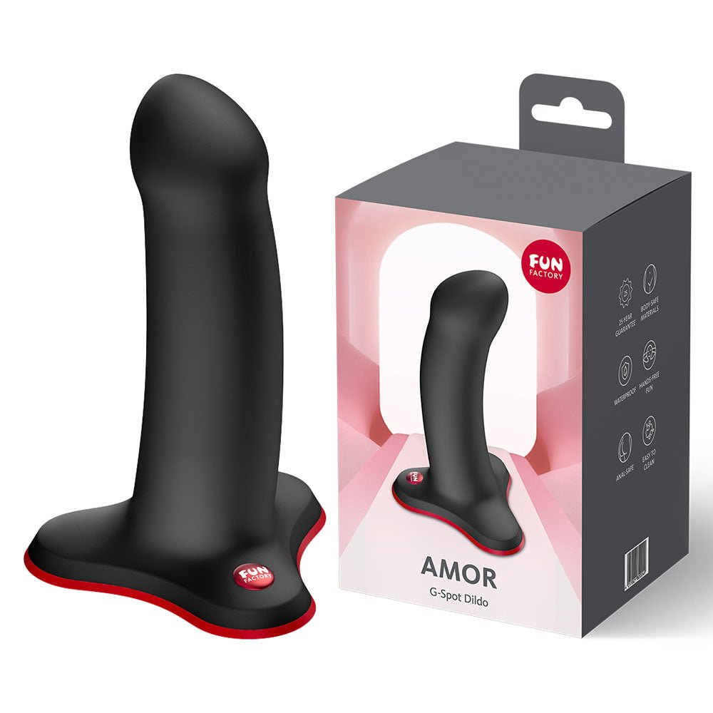 Fun Factory AMOR Black - Black 13.5 cm Dildo - Silk and Sin