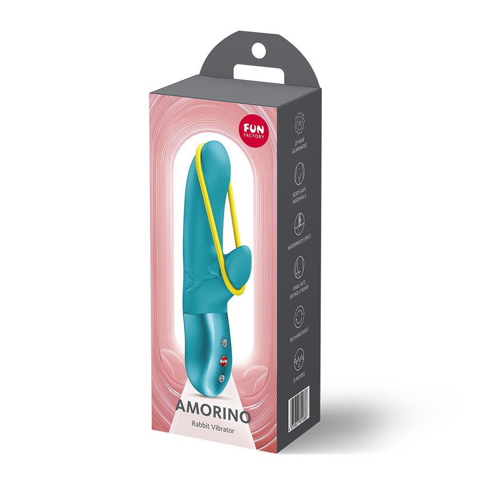 Fun Factory AMORINO Aquamarine - Aquamarine USB Rechargeable Rabbit Vibrator - Silk and Sin