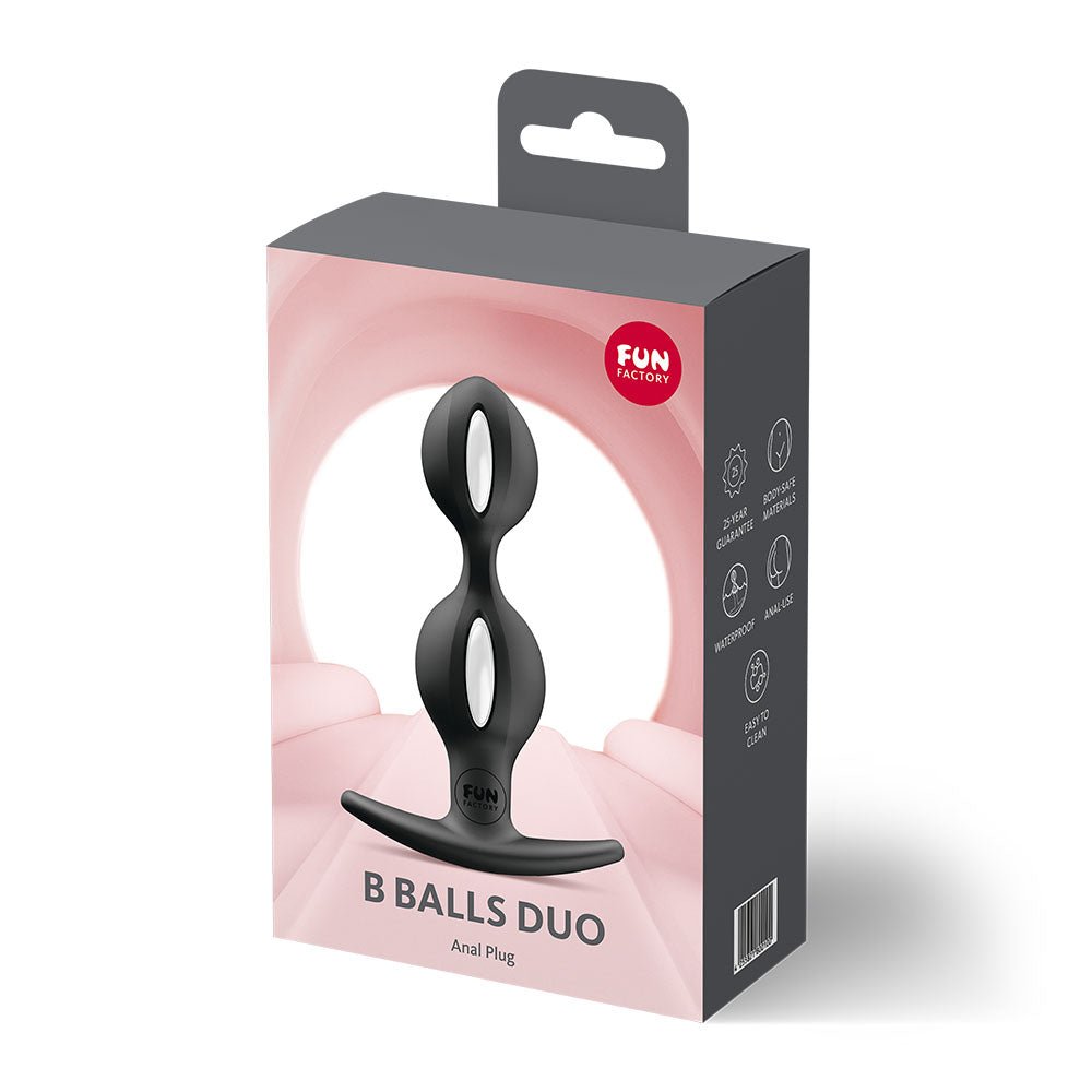 Fun Factory B BALLS DUO Black - Black 13 cm Weighted Kegel Balls - Silk and Sin