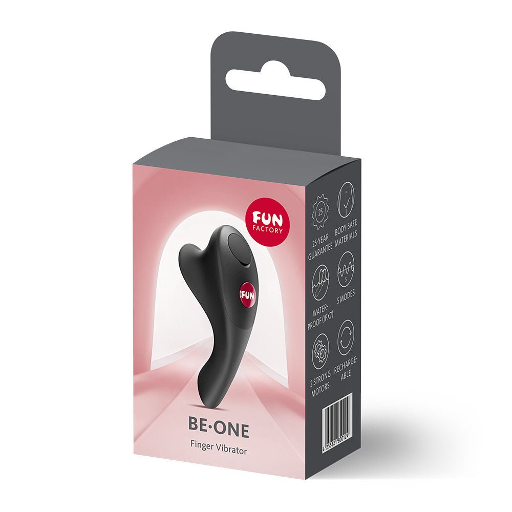 Fun Factory BE-ONE Black - Black USB-C Rechargeable Finger Stimulator - Silk and Sin