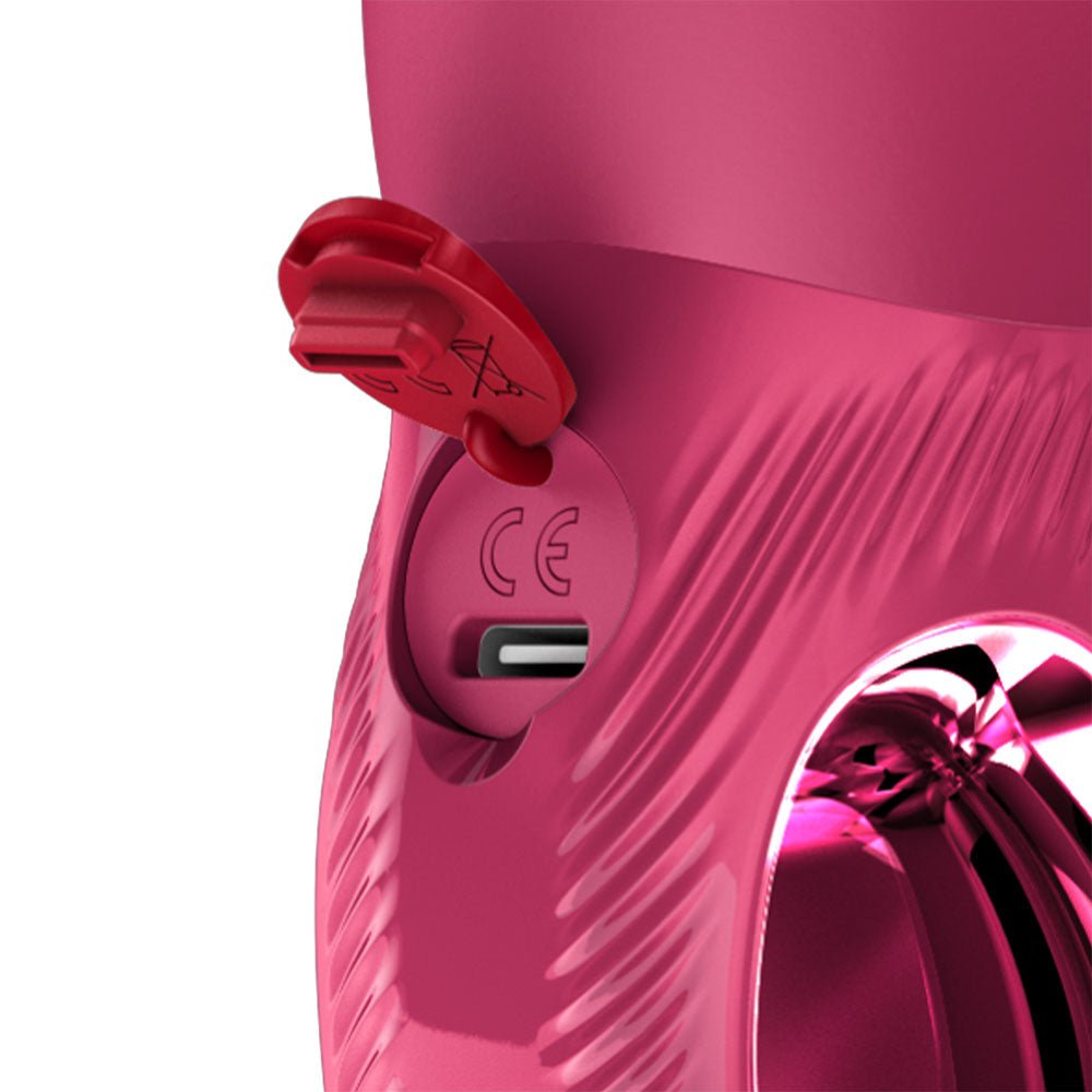 Fun Factory BI STRONIC ARC Raspberry - Raspberry 21.6 cm USB-C Rechargeable Thrusting Vibrator - Silk and Sin