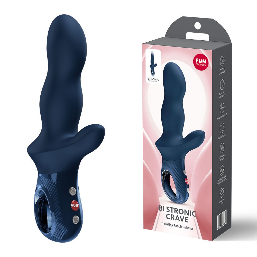 Fun Factory BI STRONIC CRAVE Nightblue - Nightblue USB-C Rechargeable Thrusting Vibrator - Silk and Sin