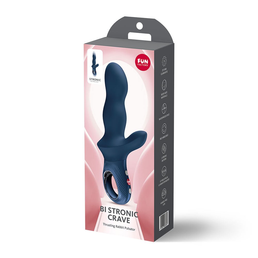 Fun Factory BI STRONIC CRAVE Nightblue - Nightblue USB-C Rechargeable Thrusting Vibrator - Silk and Sin