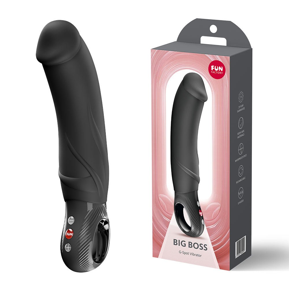 Fun Factory BIG BOSS Black - Black 22.9 cm USB-C Rechargeable Vibrator - Silk and Sin