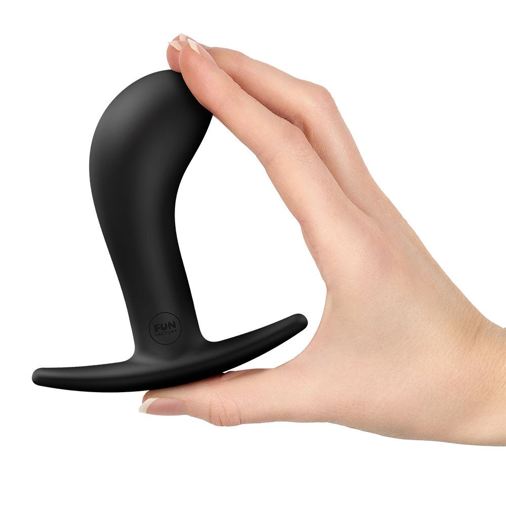 Fun Factory BOOTIE L Black - Black 10.9 cm Large Anal Plug - Silk and Sin