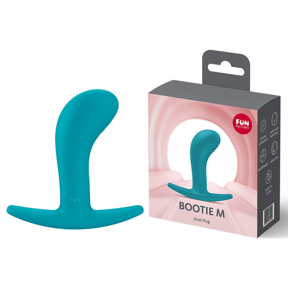 Fun Factory BOOTIE M Aquamarine - Aquamarine 9.4 cm Medium Butt Plug - Silk and Sin