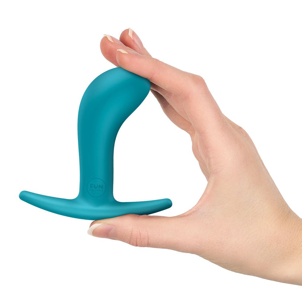 Fun Factory BOOTIE M Aquamarine - Aquamarine 9.4 cm Medium Butt Plug - Silk and Sin