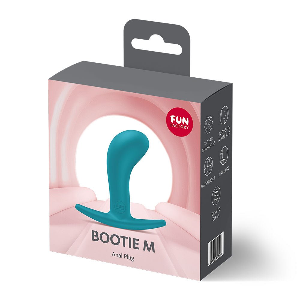 Fun Factory BOOTIE M Aquamarine - Aquamarine 9.4 cm Medium Butt Plug - Silk and Sin
