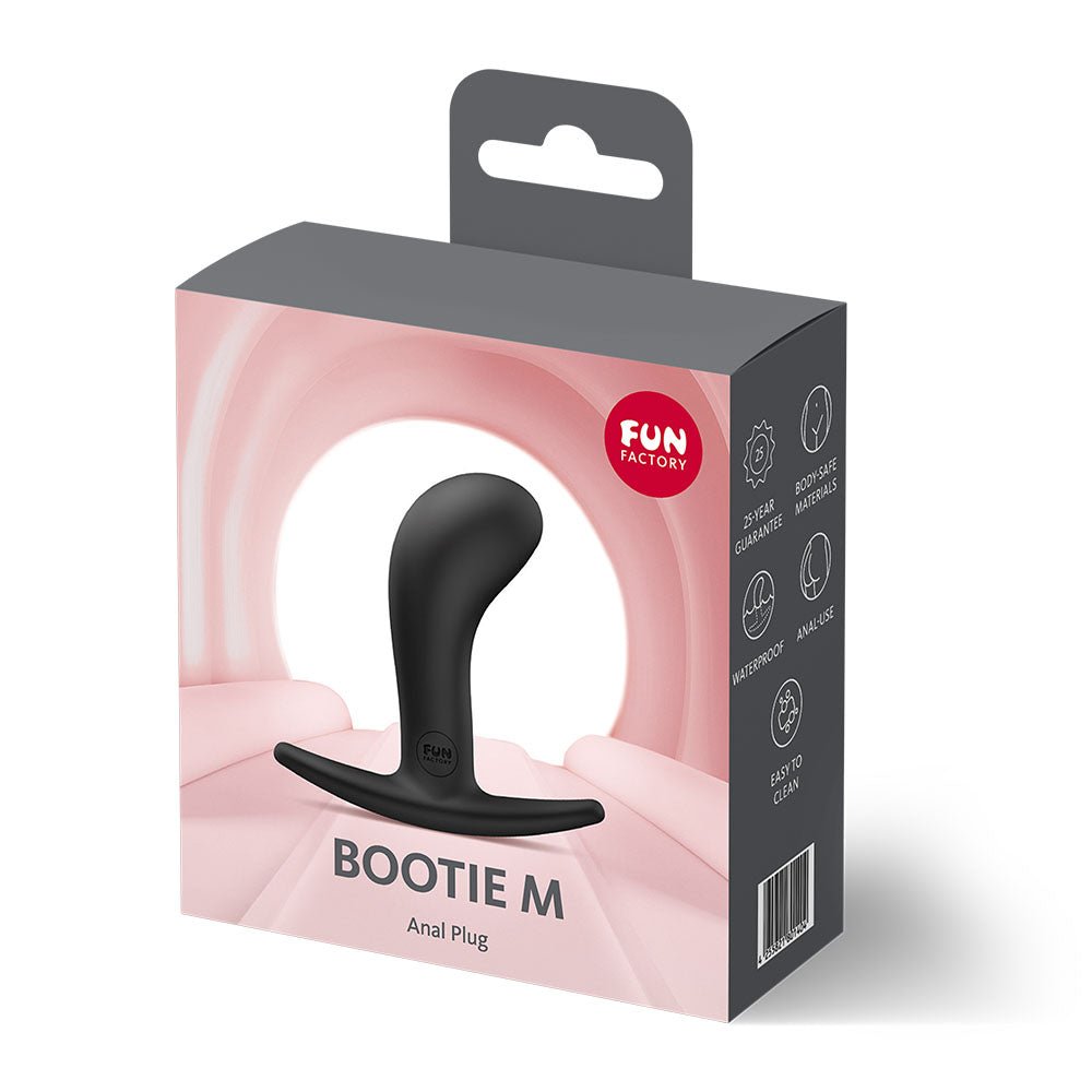 Fun Factory BOOTIE M Black - Black 9.4 cm Medium Butt Plug - Silk and Sin