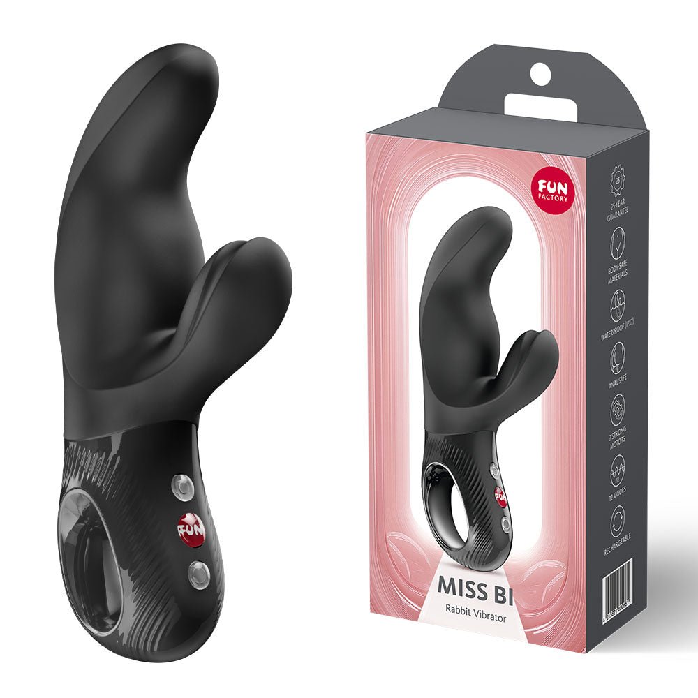Fun Factory MISS BI Black - Black 17 cm USB-C Rechargeable Vibrator - Silk and Sin