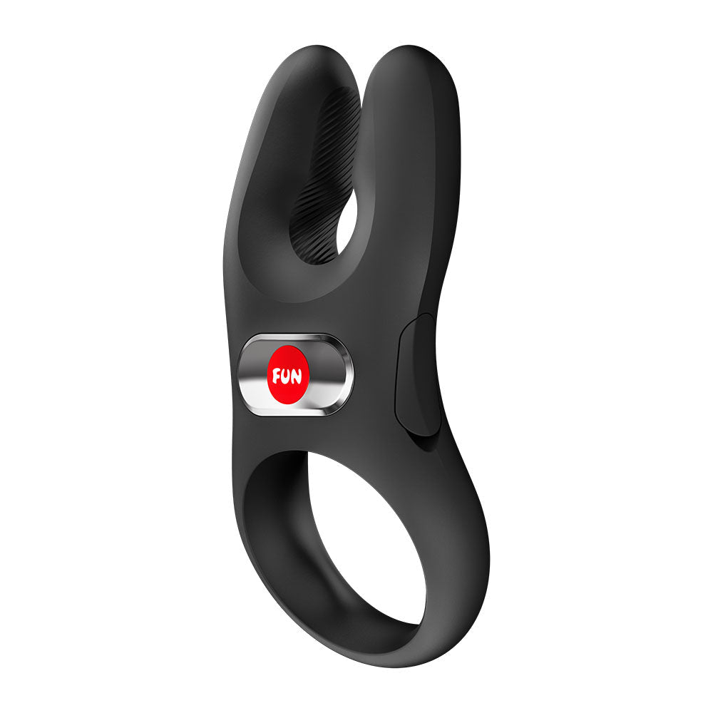 Fun Factory NOS PRO Black - Black USB-C Rechargeable Vibrating Cock Ring - Silk and Sin