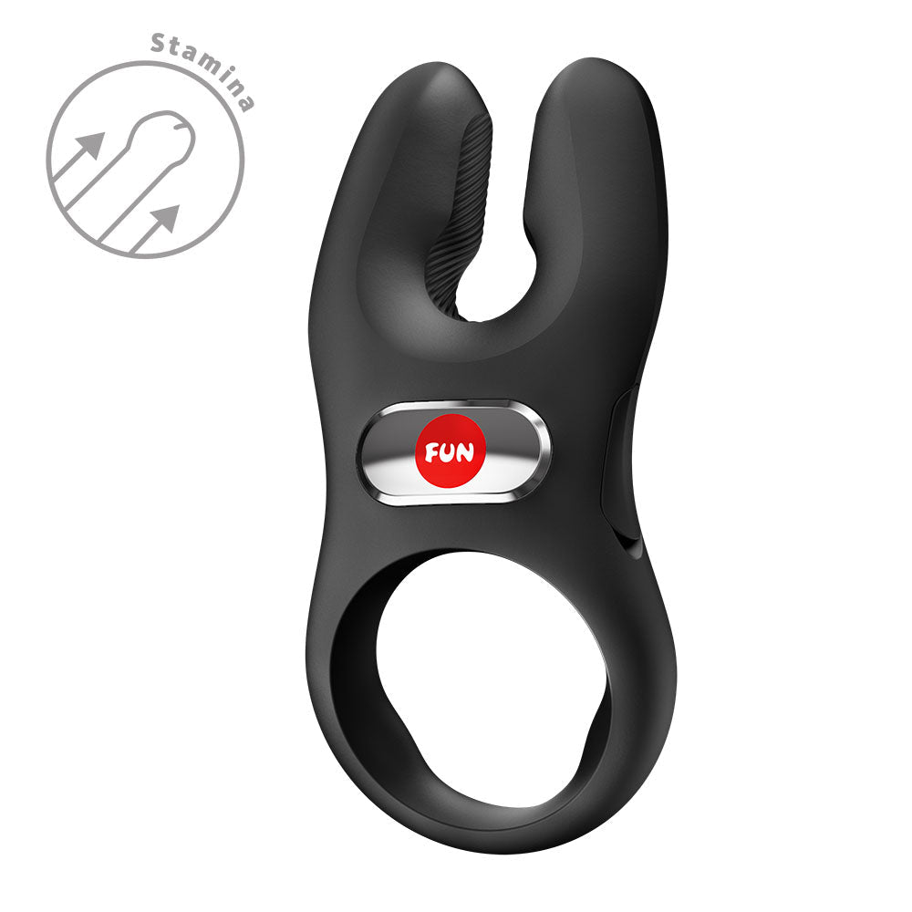Fun Factory NOS PRO Black - Black USB-C Rechargeable Vibrating Cock Ring - Silk and Sin