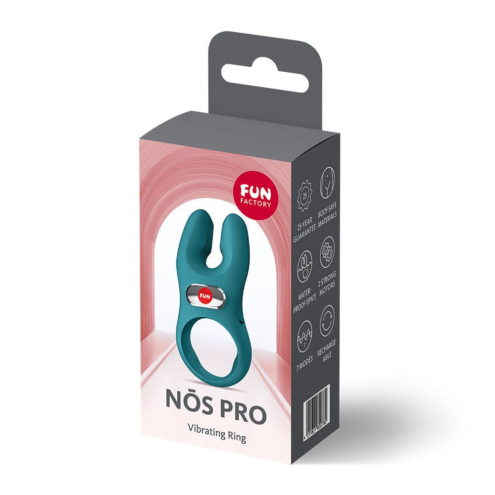 Fun Factory NOS PRO Bottle Green - Bottle Green USB-C Rechargeable Vibrating Cock Ring - Silk and Sin
