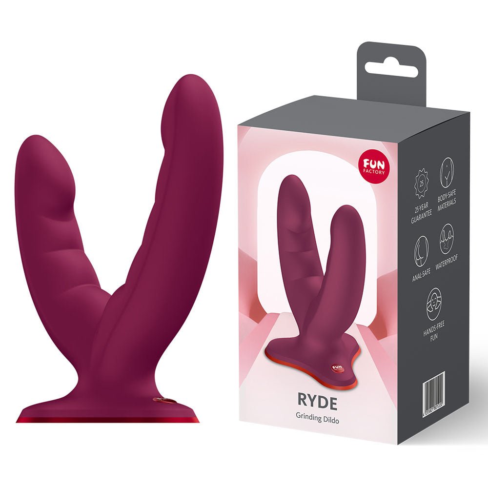 Fun Factory RYDE Wine Red - Wine Red Grinding Dildo - Silk and Sin
