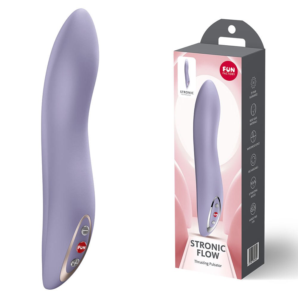 Fun Factory STRONIC FLOW Light Violet - Light Violet 21.6 cm USB Rechargeable Thrusting Vibrator - Silk and Sin